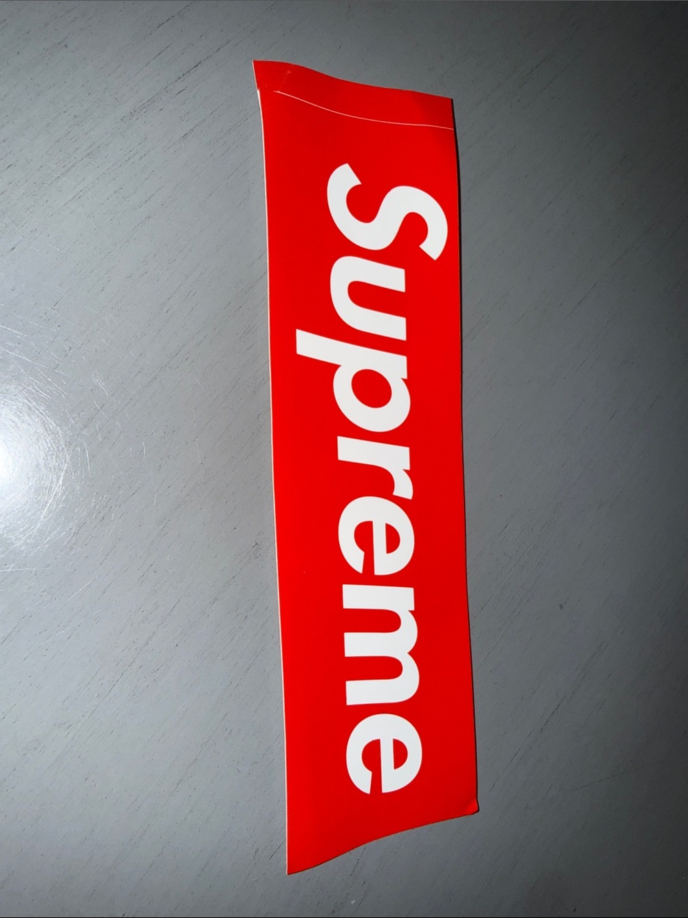 Supreme Red and White Vertical Logo Sticker